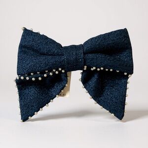 NWT J Crew Factory Pearl Embellished denim bow barrette